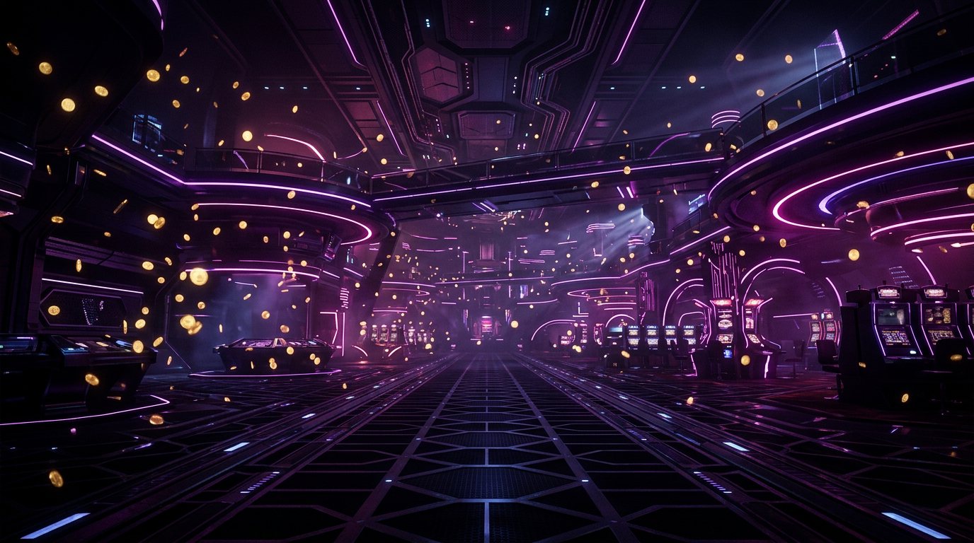 Futuristic neon casino environment